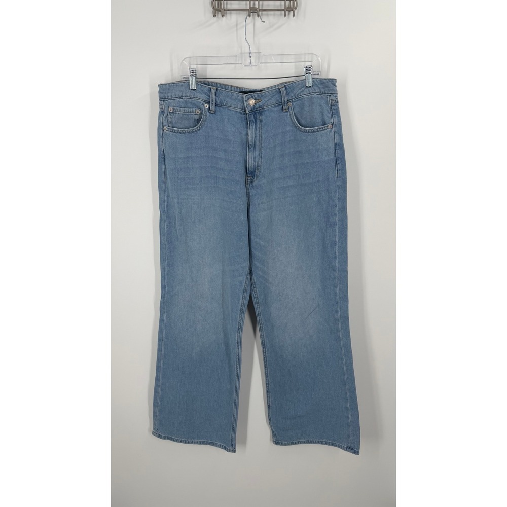 Aeropostale High Rise Wide Leg Jeans Women Size 14 Blue Denim Non-Stretch